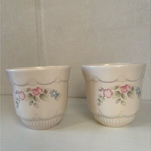 Pfaltzgraff Tea Rose flower pot set of 2